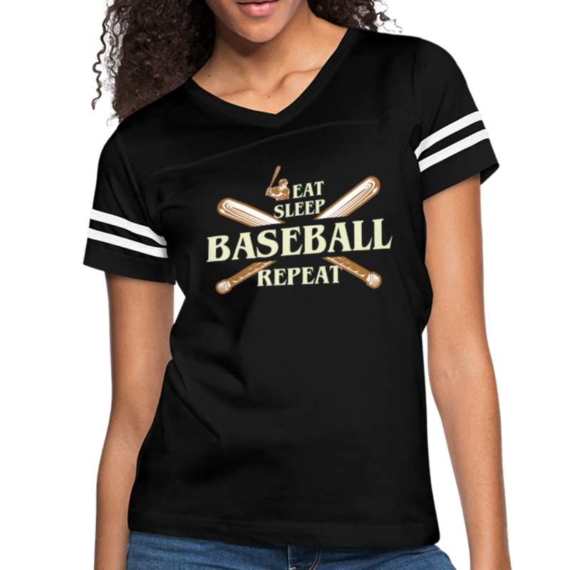 EAT SLEEP BASEBALL Women’s Vintage Sport T-Shirt - black/white
