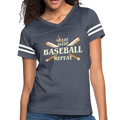 EAT SLEEP BASEBALL Women’s Vintage Sport T-Shirt - vintage navy/white
