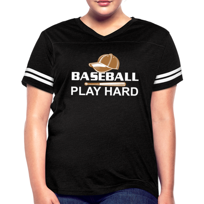 BASEBALL PLAY HARD Women’s Vintage Sport T-Shirt - black/white