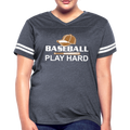 BASEBALL PLAY HARD Women’s Vintage Sport T-Shirt - vintage navy/white