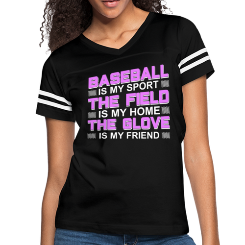 BASEBALL IS MY SPORT Women’s Vintage Sport T-Shirt - black/white
