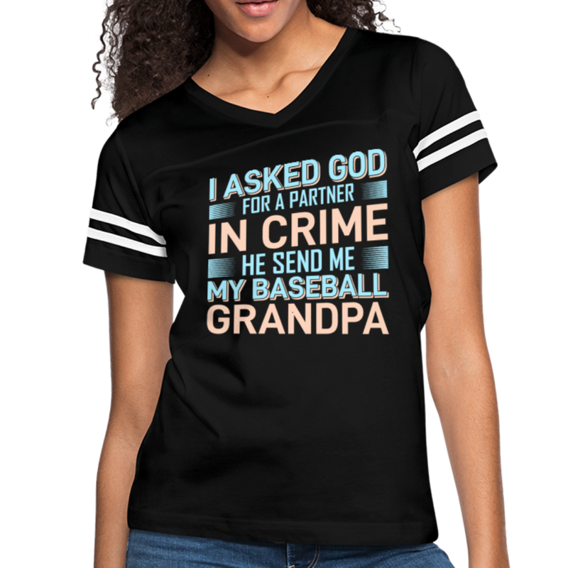 MY BASEBALL GRANDPA Women’s Vintage Sport T-Shirt - black/white
