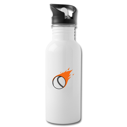 Blazing Baseball Water Bottle - white