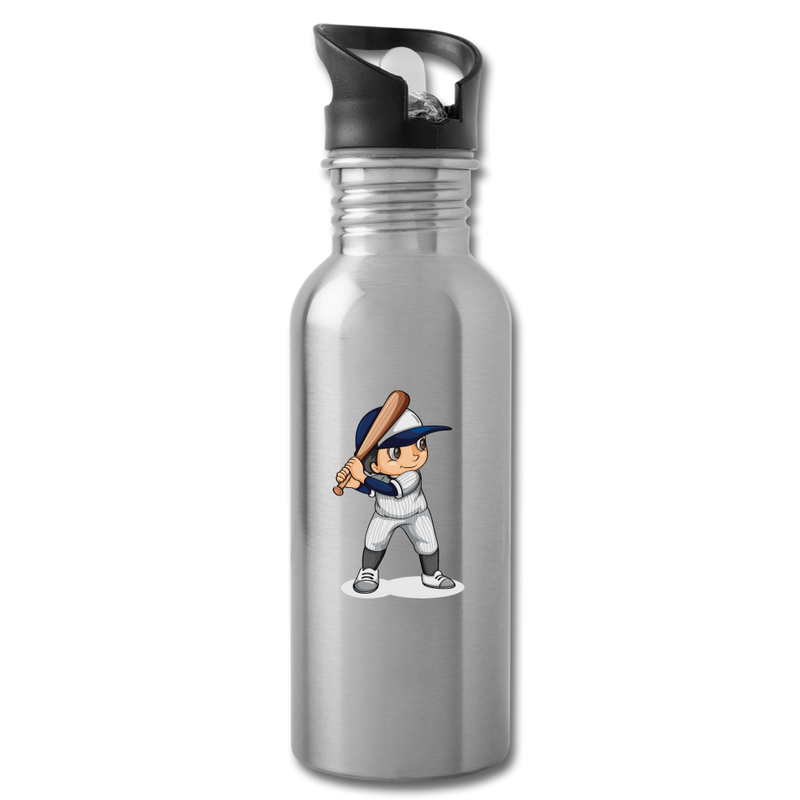 Baseball Kid Player Water Bottle - silver