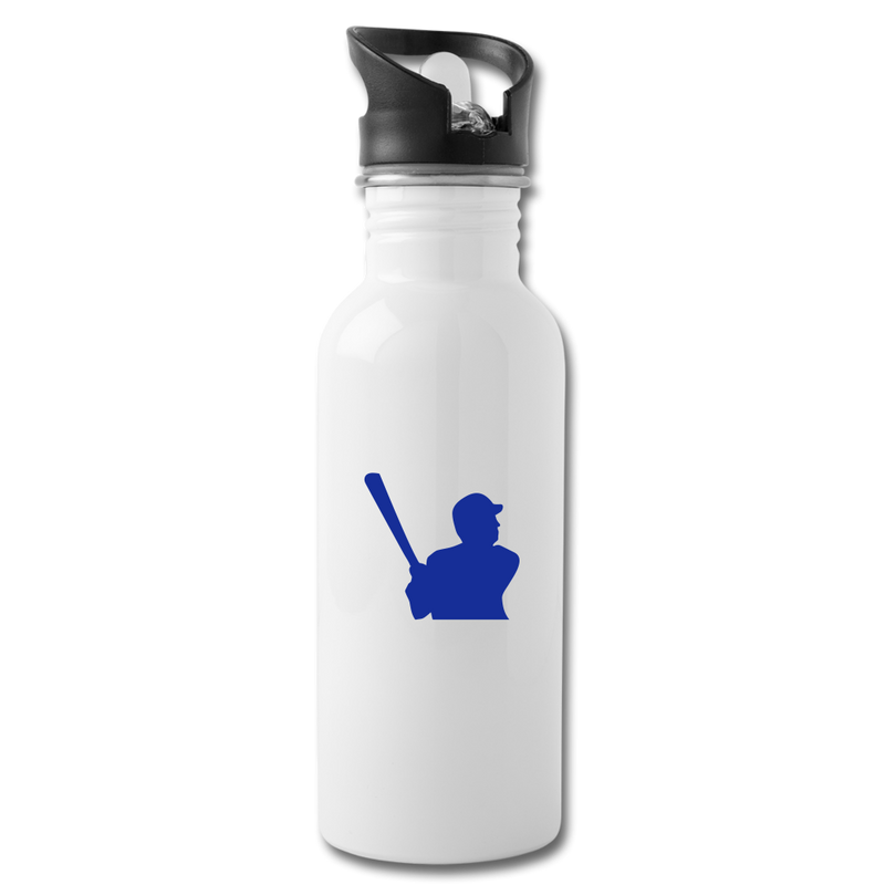 Baseball Player Water Bottle - white