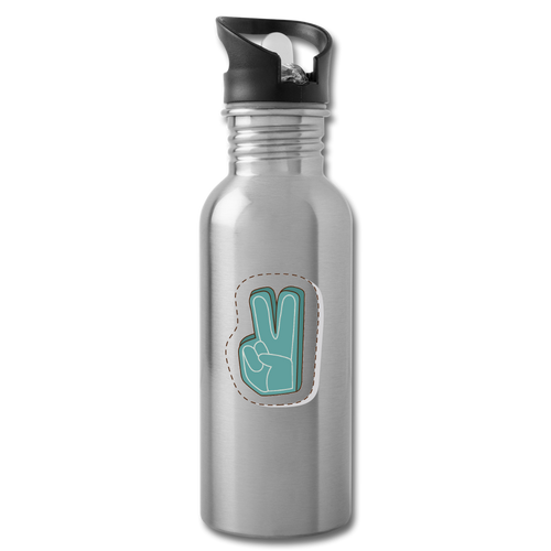 Peace Sign Water Bottle - silver