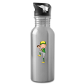 Kid Playing Baseball Water Bottle - silver