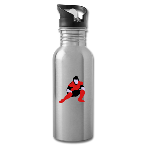 Baseball Player Water Bottle - silver