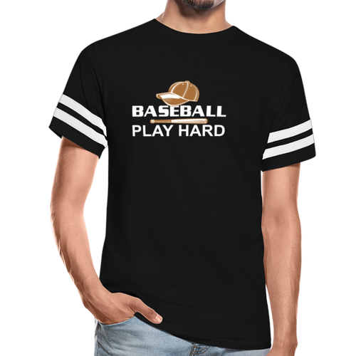 BASEBALL PLAY HARD Vintage Sport T-Shirt - black/white