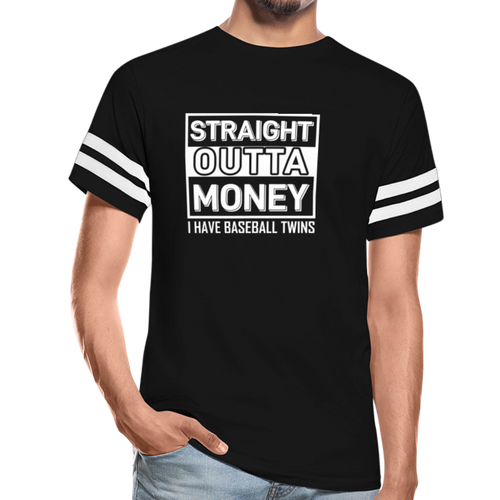 STRAIGHT OUTTA MONEY Vintage Sport T-Shirt - black/white