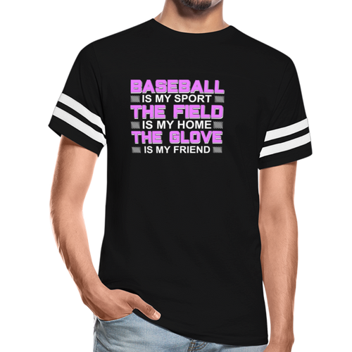 BASEBALL IS MY SPORT Vintage Sport T-Shirt - black/white
