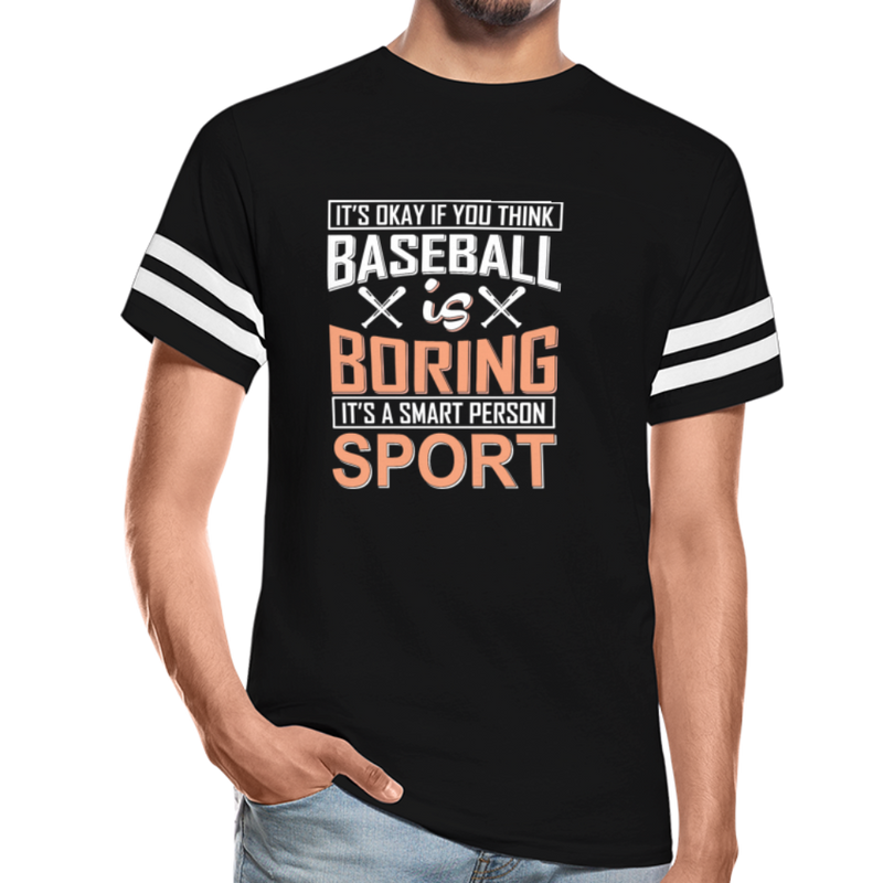 BASEBALL IS BORING Vintage Sport T-Shirt - black/white